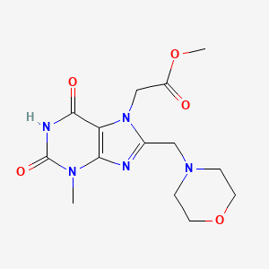 molecular formula C14H19N5O5 B2800141 Methyl 2-[3-methyl-8-(morpholin-4-ylmethyl)-2,6-dioxopurin-7-yl]acetate CAS No. 847409-36-3
