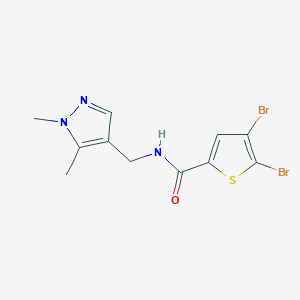 molecular formula C11H11Br2N3OS B280015 4,5-dibromo-N-[(1,5-dimethyl-1H-pyrazol-4-yl)methyl]-2-thiophenecarboxamide 