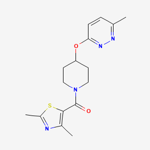 molecular formula C16H20N4O2S B2800154 (2,4-Dimethylthiazol-5-yl)(4-((6-methylpyridazin-3-yl)oxy)piperidin-1-yl)methanone CAS No. 1797951-89-3
