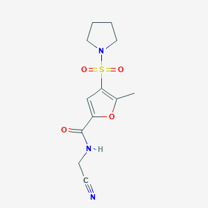 molecular formula C12H15N3O4S B2800158 N-(cyanomethyl)-5-methyl-4-(pyrrolidine-1-sulfonyl)furan-2-carboxamide CAS No. 1280906-97-9