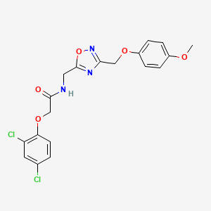 molecular formula C19H17Cl2N3O5 B2800162 2-(2,4-dichlorophenoxy)-N-((3-((4-methoxyphenoxy)methyl)-1,2,4-oxadiazol-5-yl)methyl)acetamide CAS No. 1226432-37-6
