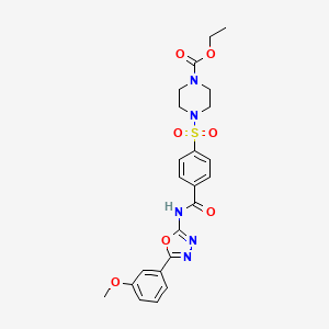 molecular formula C23H25N5O7S B2800164 乙酸-4-[4-[[5-(3-甲氧基苯基)-1,3,4-噁二唑-2-基]氨基甲酰基]苯基]磺酰哌啶-1-甲酸酯 CAS No. 533869-99-7