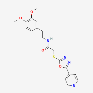 molecular formula C19H20N4O4S B2800165 N-[2-(3,4-二甲氧基苯基)乙基]-2-[(5-吡啶-4-基-1,3,4-噁二唑-2-基)硫代]乙酰胺 CAS No. 494826-05-0