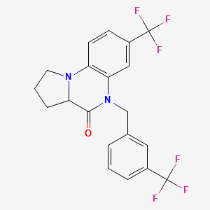 molecular formula C20H16F6N2O B2800166 7-(三氟甲基)-5-[3-(三氟甲基)苯基甲基]-1,2,3,3a-四氢吡咯并[1,2-a]喹喔啉-4(5H)-酮 CAS No. 1008011-66-2