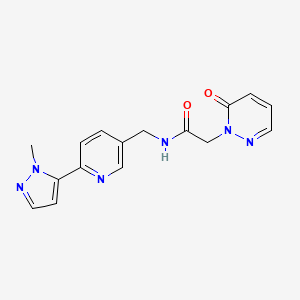 molecular formula C16H16N6O2 B2800179 N-((6-(1-methyl-1H-pyrazol-5-yl)pyridin-3-yl)methyl)-2-(6-oxopyridazin-1(6H)-yl)acetamide CAS No. 2034464-32-7