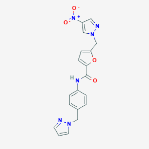 molecular formula C19H16N6O4 B280018 5-({4-nitro-1H-pyrazol-1-yl}methyl)-N-[4-(1H-pyrazol-1-ylmethyl)phenyl]-2-furamide 