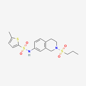 molecular formula C17H22N2O4S3 B2800183 5-methyl-N-(2-(propylsulfonyl)-1,2,3,4-tetrahydroisoquinolin-7-yl)thiophene-2-sulfonamide CAS No. 954607-23-9