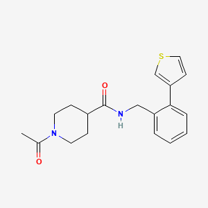 molecular formula C19H22N2O2S B2800184 1-乙酰-N-(2-(噻吩-3-基)苯甲基)哌啶-4-甲酰胺 CAS No. 1796947-33-5
