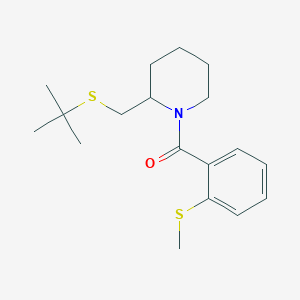 molecular formula C18H27NOS2 B2800185 (2-((Tert-butylthio)methyl)piperidin-1-yl)(2-(methylthio)phenyl)methanone CAS No. 2034568-85-7