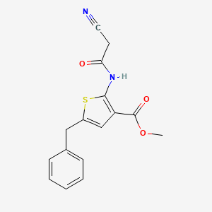 molecular formula C16H14N2O3S B2800187 甲酸-5-苯甲基-2-[(氰乙酰)氨基]噻吩-3-甲酸酯 CAS No. 515872-97-6
