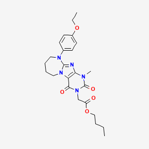 molecular formula C24H31N5O5 B2800196 Butyl 2-[10-(4-ethoxyphenyl)-1-methyl-2,4-dioxo-1,3,5-trihydro-6H,7H,8H,9H-1,3-diazaperhydroepino[1,2-h]purin-3-yl]acetate CAS No. 887197-50-4