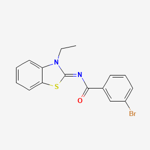molecular formula C16H13BrN2OS B2800203 (E)-3-bromo-N-(3-ethylbenzo[d]thiazol-2(3H)-ylidene)benzamide CAS No. 865544-69-0