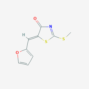 molecular formula C9H7NO2S2 B2800204 5-[(Z)-2-furylmethylidene]-2-(methylsulfanyl)-1,3-thiazol-4-one CAS No. 866050-12-6