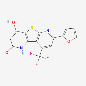 molecular formula C15H7F3N2O3S B2800208 7-(2-furyl)-4-hydroxy-9-(trifluoromethyl)pyrido[2',3':4,5]thieno[2,3-b]pyridin-2(1H)-one CAS No. 728886-12-2