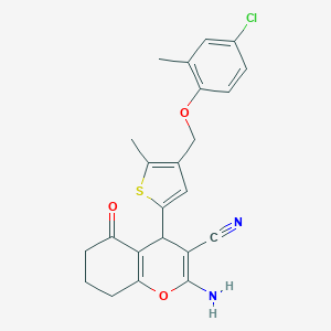 molecular formula C23H21ClN2O3S B280021 2-amino-4-{4-[(4-chloro-2-methylphenoxy)methyl]-5-methylthiophen-2-yl}-5-oxo-5,6,7,8-tetrahydro-4H-chromene-3-carbonitrile 