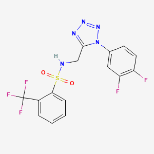 molecular formula C15H10F5N5O2S B2800210 N-((1-(3,4-二氟苯基)-1H-四唑-5-基甲基)-2-(三氟甲基)苯磺酰胺 CAS No. 921125-19-1