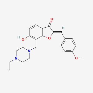 molecular formula C23H26N2O4 B2800213 (Z)-7-((4-ethylpiperazin-1-yl)methyl)-6-hydroxy-2-(4-methoxybenzylidene)benzofuran-3(2H)-one CAS No. 869078-70-6