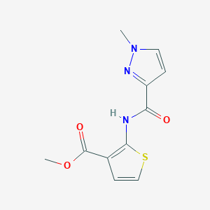 molecular formula C11H11N3O3S B2800215 methyl 2-(1-methyl-1H-pyrazole-3-carboxamido)thiophene-3-carboxylate CAS No. 1171232-29-3