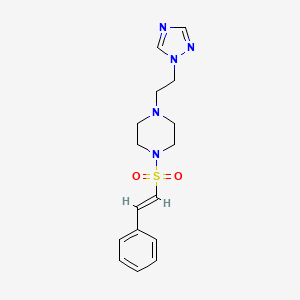 molecular formula C16H21N5O2S B2800223 1-[(E)-2-phenylethenyl]sulfonyl-4-[2-(1,2,4-triazol-1-yl)ethyl]piperazine CAS No. 1312001-32-3