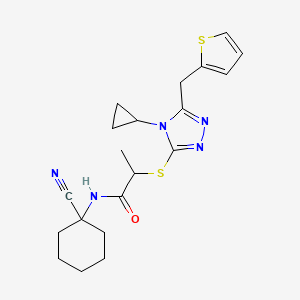 molecular formula C20H25N5OS2 B2800229 N-(1-cyanocyclohexyl)-2-[[4-cyclopropyl-5-(thiophen-2-ylmethyl)-1,2,4-triazol-3-yl]sulfanyl]propanamide CAS No. 924168-12-7