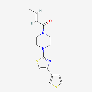 molecular formula C15H17N3OS2 B2800252 (E)-1-(4-(4-(thiophen-3-yl)thiazol-2-yl)piperazin-1-yl)but-2-en-1-one CAS No. 1448140-56-4