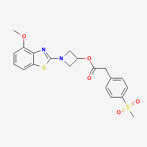 molecular formula C20H20N2O5S2 B2800258 1-(4-Methoxybenzo[d]thiazol-2-yl)azetidin-3-yl 2-(4-(methylsulfonyl)phenyl)acetate CAS No. 1396852-87-1