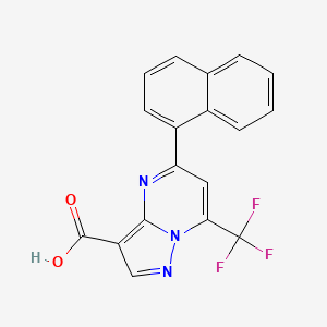 molecular formula C18H10F3N3O2 B2800261 5-Naphthalen-1-YL-7-trifluoromethyl-pyrazolo[1,5-A]pyrimidine-3-carboxylic acid CAS No. 832741-14-7