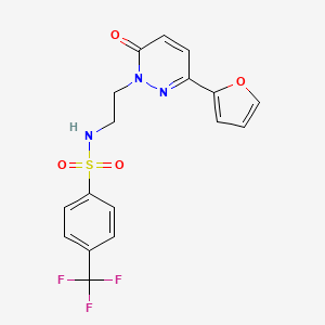 molecular formula C17H14F3N3O4S B2800262 N-(2-(3-(furan-2-yl)-6-oxopyridazin-1(6H)-yl)ethyl)-4-(trifluoromethyl)benzenesulfonamide CAS No. 946212-70-0