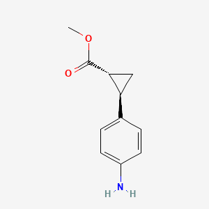 molecular formula C11H13NO2 B2800277 Methyl (1R,2R)-2-(4-aminophenyl)cyclopropanecarboxylate CAS No. 1030846-82-2