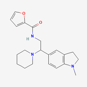 molecular formula C21H27N3O2 B2800302 N-(2-(1-methylindolin-5-yl)-2-(piperidin-1-yl)ethyl)furan-2-carboxamide CAS No. 922016-60-2
