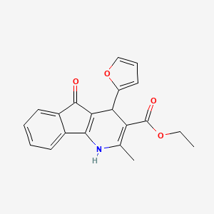 molecular formula C20H17NO4 B2800324 ethyl 4-(furan-2-yl)-2-methyl-5-oxo-4,5-dihydro-1H-indeno[1,2-b]pyridine-3-carboxylate CAS No. 392668-57-4