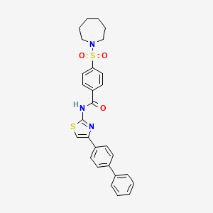 molecular formula C28H27N3O3S2 B2800336 N-(4-([1,1'-biphenyl]-4-yl)thiazol-2-yl)-4-(azepan-1-ylsulfonyl)benzamide CAS No. 307336-12-5