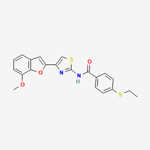 molecular formula C21H18N2O3S2 B2800346 4-(ethylthio)-N-(4-(7-methoxybenzofuran-2-yl)thiazol-2-yl)benzamide CAS No. 921797-21-9