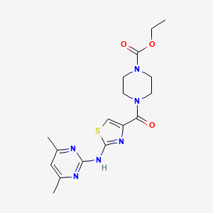 Ethyl 4-(2-((4,6-dimethylpyrimidin-2-yl)amino)thiazole-4-carbonyl)piperazine-1-carboxylate