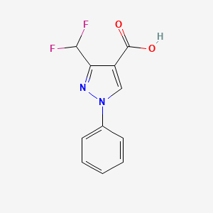 molecular formula C11H8F2N2O2 B2800350 3-(Difluoromethyl)-1-phenylpyrazole-4-carboxylic acid CAS No. 2248331-16-8