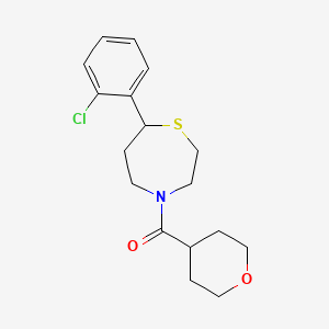 B2800388 (7-(2-chlorophenyl)-1,4-thiazepan-4-yl)(tetrahydro-2H-pyran-4-yl)methanone CAS No. 1797738-75-0