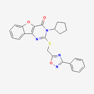 3-cyclopentyl-2-(((3-phenyl-1,2,4-oxadiazol-5-yl)methyl)thio)benzofuro[3,2-d]pyrimidin-4(3H)-one