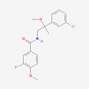 molecular formula C18H19ClFNO3 B2800408 N-(2-(3-chlorophenyl)-2-methoxypropyl)-3-fluoro-4-methoxybenzamide CAS No. 1795442-90-8