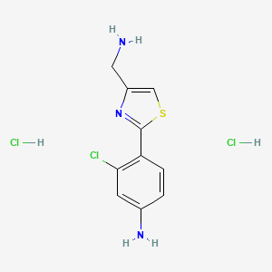 molecular formula C10H12Cl3N3S B2800418 4-[4-(氨甲基)-1,3-噻唑-2-基]-3-氯苯胺二盐酸盐 CAS No. 2097918-53-9