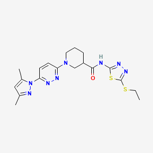 molecular formula C19H24N8OS2 B2800427 1-(6-(3,5-dimethyl-1H-pyrazol-1-yl)pyridazin-3-yl)-N-(5-(ethylthio)-1,3,4-thiadiazol-2-yl)piperidine-3-carboxamide CAS No. 1334372-36-9