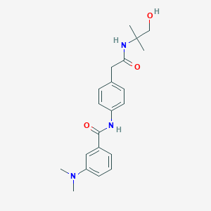 molecular formula C21H27N3O3 B2800428 3-(dimethylamino)-N-(4-(2-((1-hydroxy-2-methylpropan-2-yl)amino)-2-oxoethyl)phenyl)benzamide CAS No. 1235235-63-8