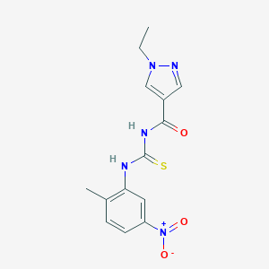 molecular formula C14H15N5O3S B280043 1-ethyl-N-[(2-methyl-5-nitrophenyl)carbamothioyl]-1H-pyrazole-4-carboxamide 