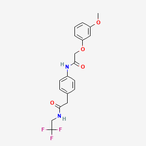 molecular formula C19H19F3N2O4 B2800430 2-(3-甲氧基苯氧基)-N-(4-(2-氧代-2-((2,2,2-三氟乙基)氨基)乙基)苯基)乙酰胺 CAS No. 1235099-22-5