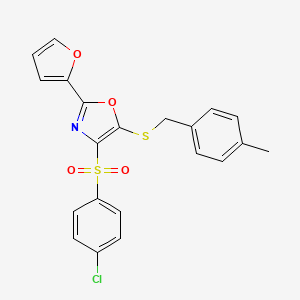 molecular formula C21H16ClNO4S2 B2800431 4-((4-氯苯基)磺酰基)-2-(呋喃-2-基)-5-((4-甲基苯基)硫基)噁唑 CAS No. 686738-11-4