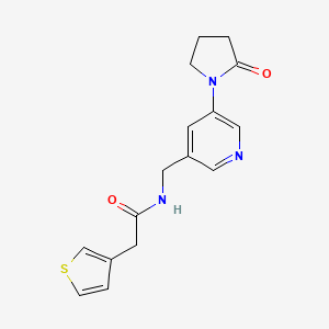 molecular formula C16H17N3O2S B2800432 N-((5-(2-氧代吡咯烷-1-基)吡啶-3-基)甲基)-2-(噻吩-3-基)乙酰胺 CAS No. 2034388-02-6
