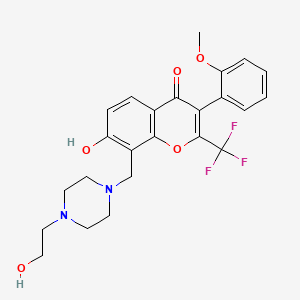 B2800433 7-hydroxy-8-((4-(2-hydroxyethyl)piperazin-1-yl)methyl)-3-(2-methoxyphenyl)-2-(trifluoromethyl)-4H-chromen-4-one CAS No. 843671-79-4