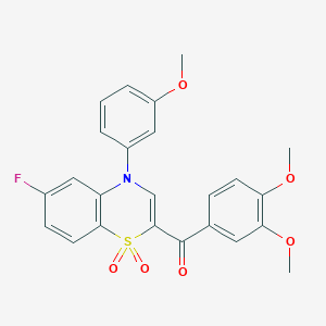 molecular formula C24H20FNO6S B2800434 (3,4-二甲氧基苯基)[6-氟-4-(3-甲氧基苯基)-1,1-二氧代-4H-1,4-苯并噻嗪-2-基]甲酮 CAS No. 1114872-64-8