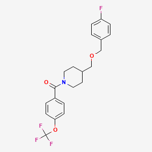 molecular formula C21H21F4NO3 B2800443 (4-(((4-Fluorobenzyl)oxy)methyl)piperidin-1-yl)(4-(trifluoromethoxy)phenyl)methanone CAS No. 1396877-90-9