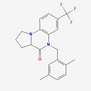 molecular formula C21H21F3N2O B2800449 5-(2,5-dimethylbenzyl)-7-(trifluoromethyl)-1,2,3,3a-tetrahydropyrrolo[1,2-a]quinoxalin-4(5H)-one CAS No. 1009409-98-6