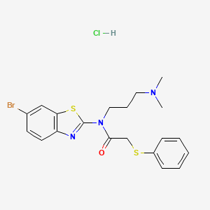 N-(6-bromobenzo[d]thiazol-2-yl)-N-(3-(dimethylamino)propyl)-2-(phenylthio)acetamide hydrochloride
